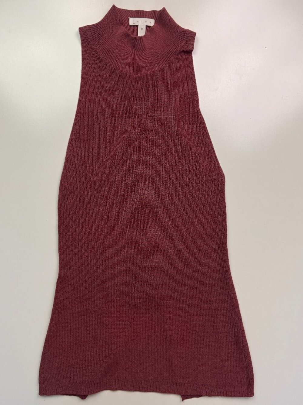 Leith Burgundy Mock Neck Sleeveless Top – Open Back Detail
